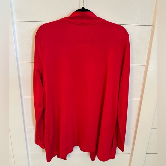 LL BEAN 100% Supina Pima Red cotton woman pocketed plus size open cardigan 1X - Picture 3 of 10